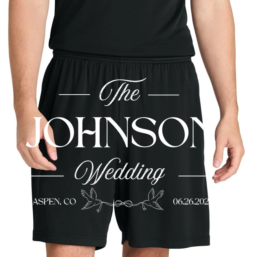 The Wedding Love Birds Name Location Data Men's Shorts - Front 1