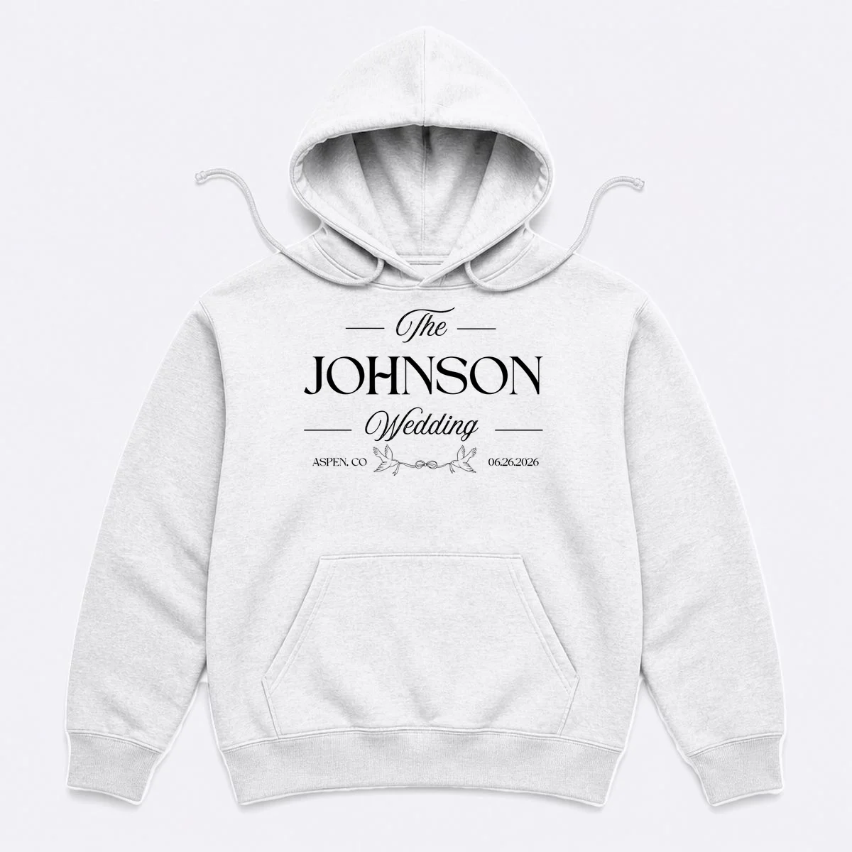 The Wedding Love Birds Name Location Data Hoodie - Front