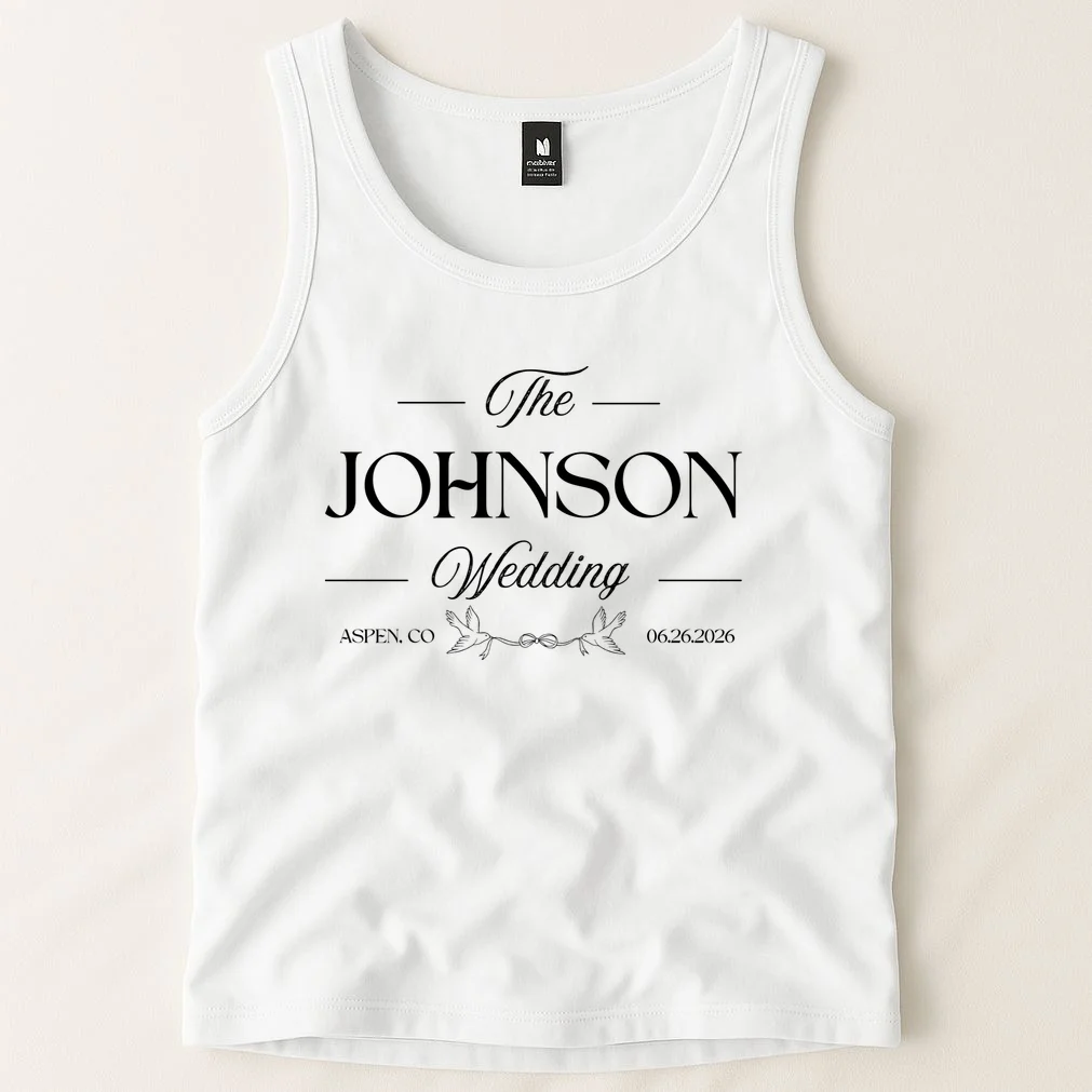 The Wedding Love Birds Name Location Data Tank Top - Front 1