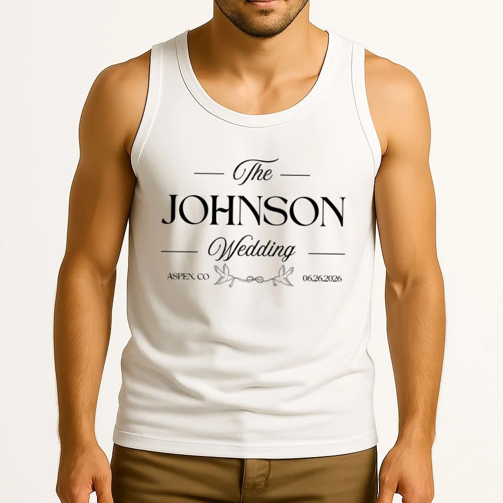 The Wedding Love Birds Name Location Data Tank Top - Front 2