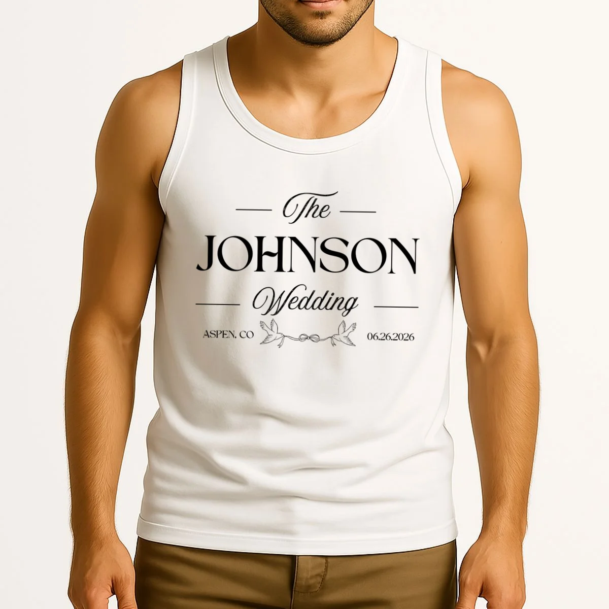 The Wedding Love Birds Name Location Data Tank Top - Front 2