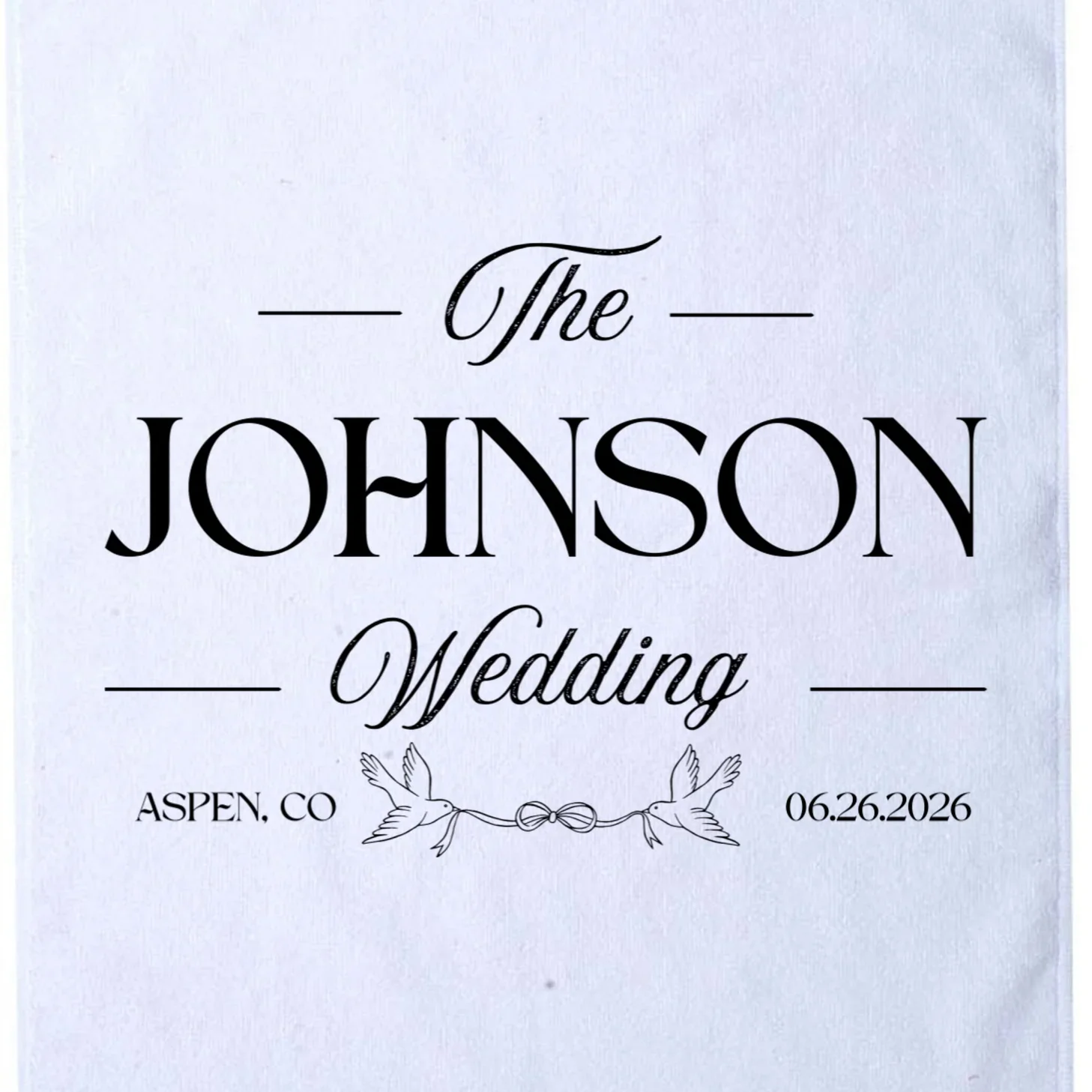 The Wedding Love Birds Name Location Data Golf Towel - Front - Close-up