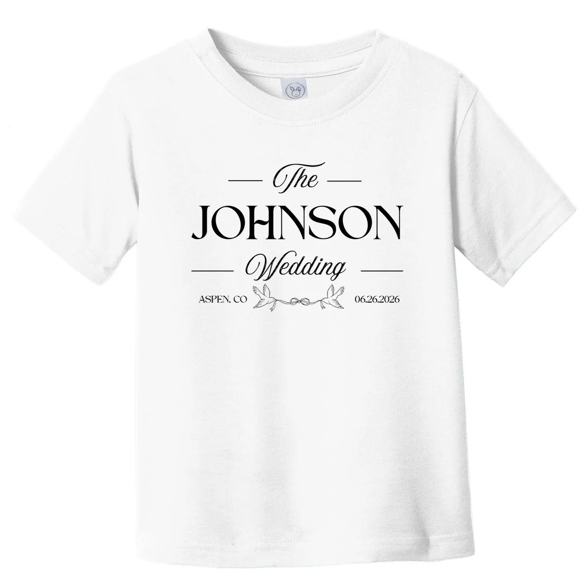 The Wedding Love Birds Name Location Data Toddler T-Shirt - Front