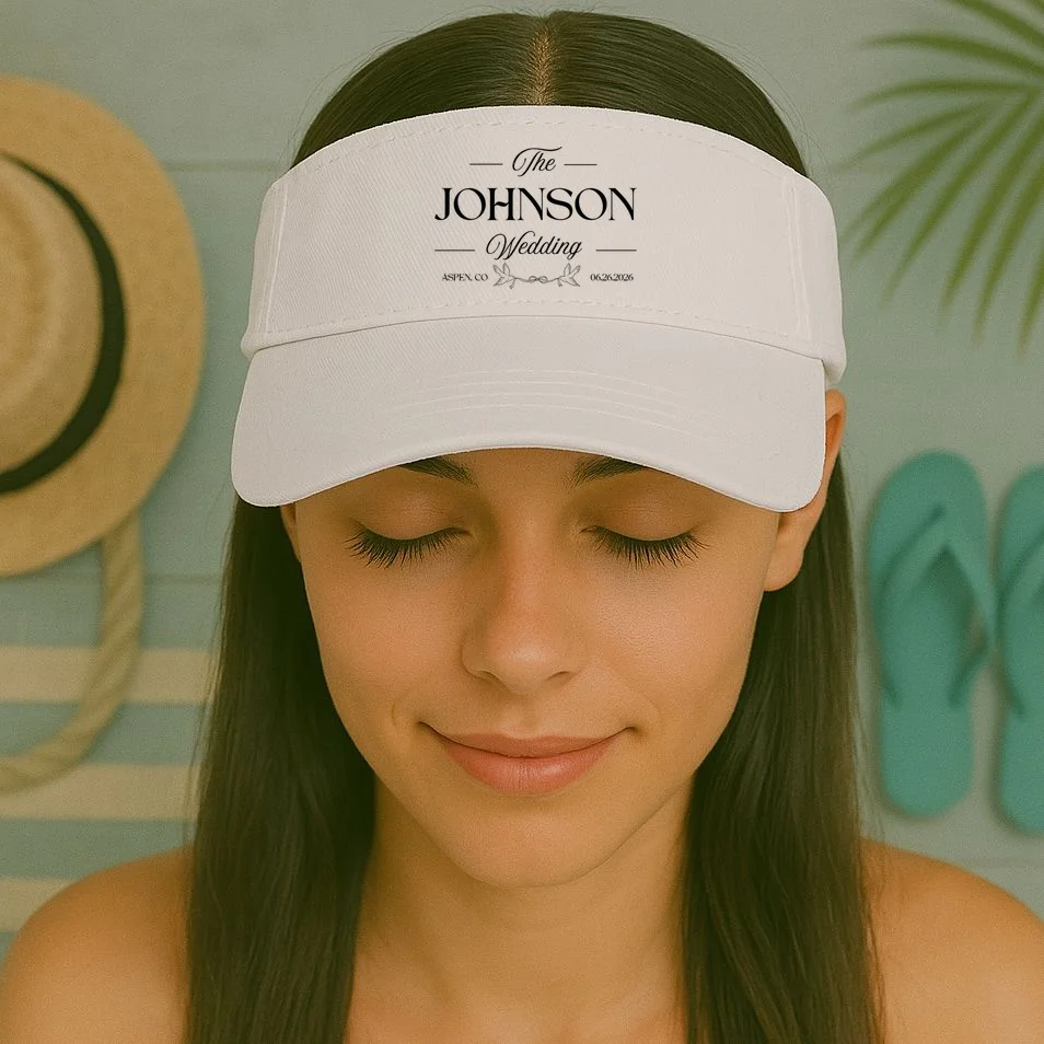The Wedding Love Birds Name Location Data Visor - Front 1