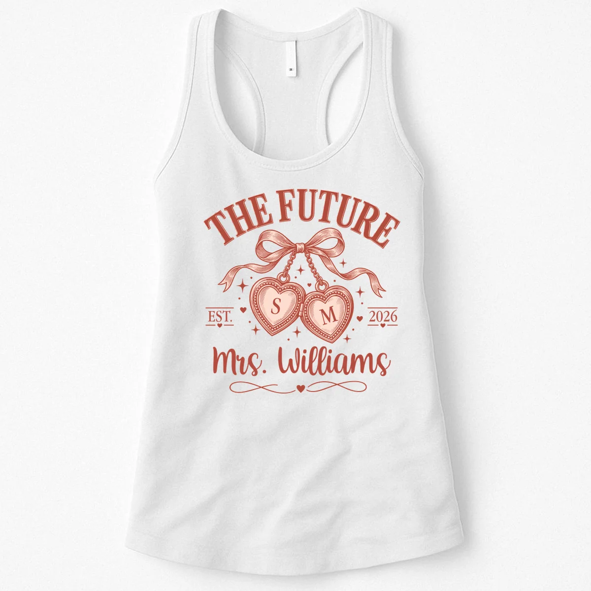 The Future Mrs Cute Custom Initials Wedding Women's Racerback Tank - Front