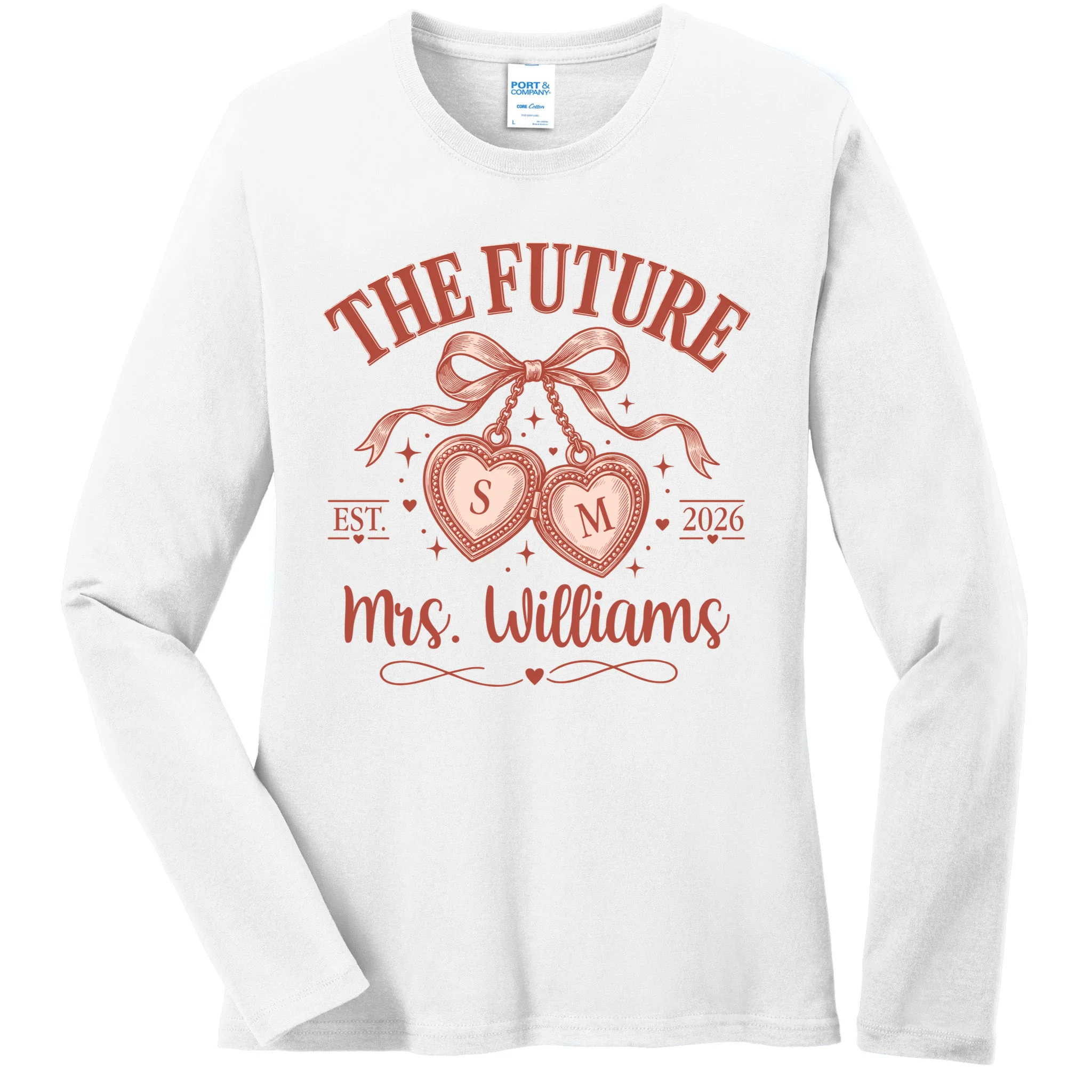 The Future Mrs Cute Custom Initials Wedding Women's Long Sleeve Shirt Front