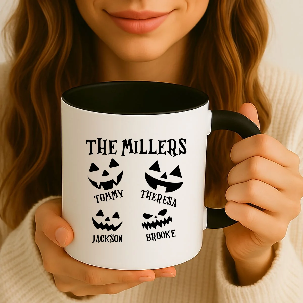 Custom Family Cute Personalized Halloween Coffee Mug - Front 2