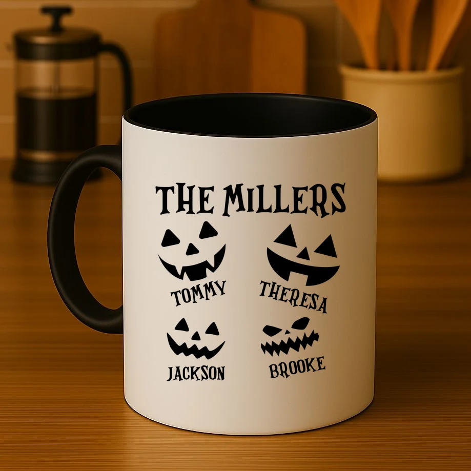 Custom Family Cute Personalized Halloween Coffee Mug - Front 3