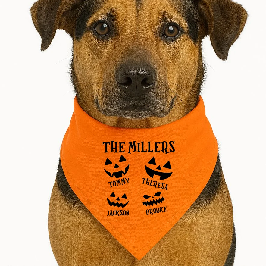 Custom Family Cute Personalized Halloween Dog Bandana - Front 1