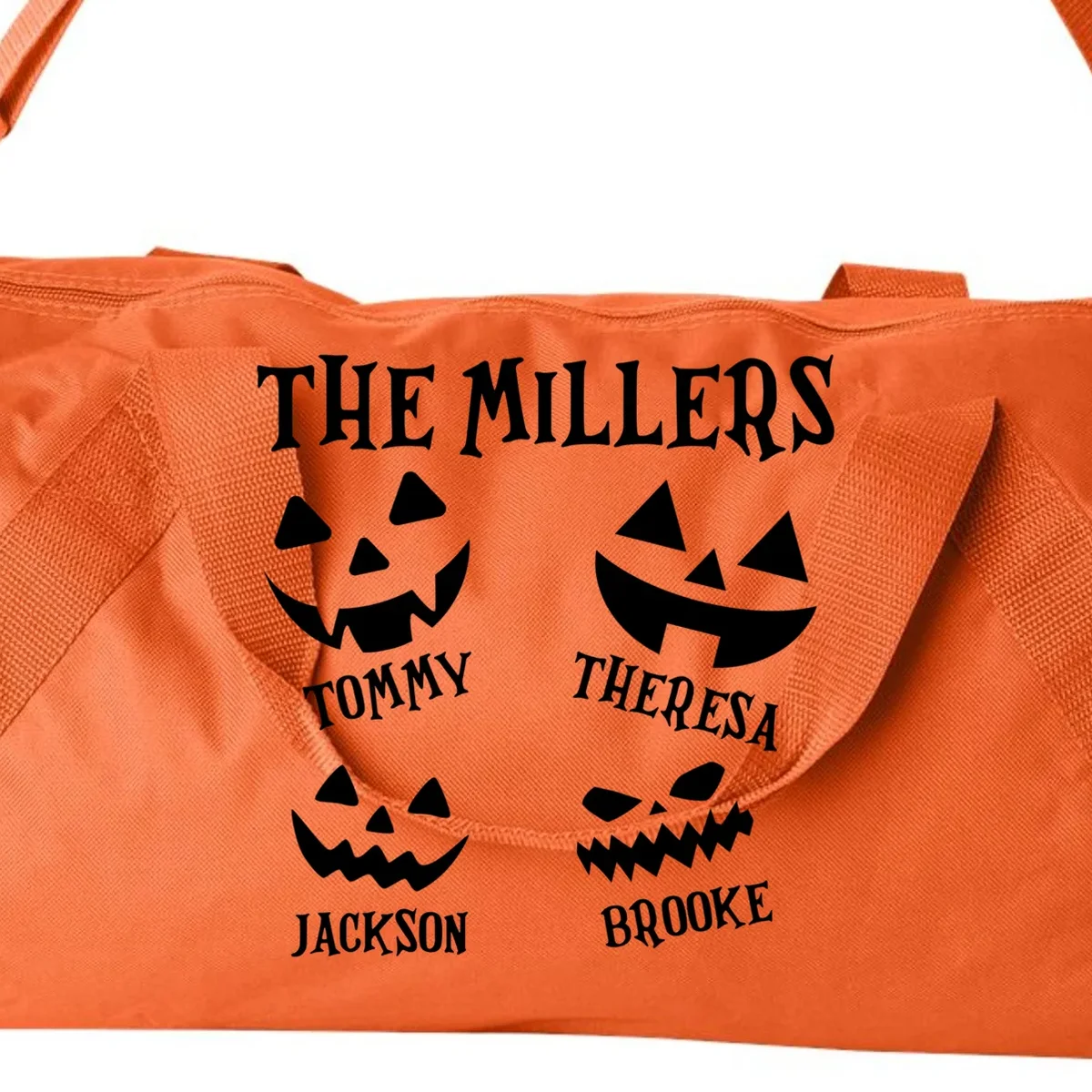 Custom Family Cute Personalized Halloween Duffel Bag - Front - Close-up