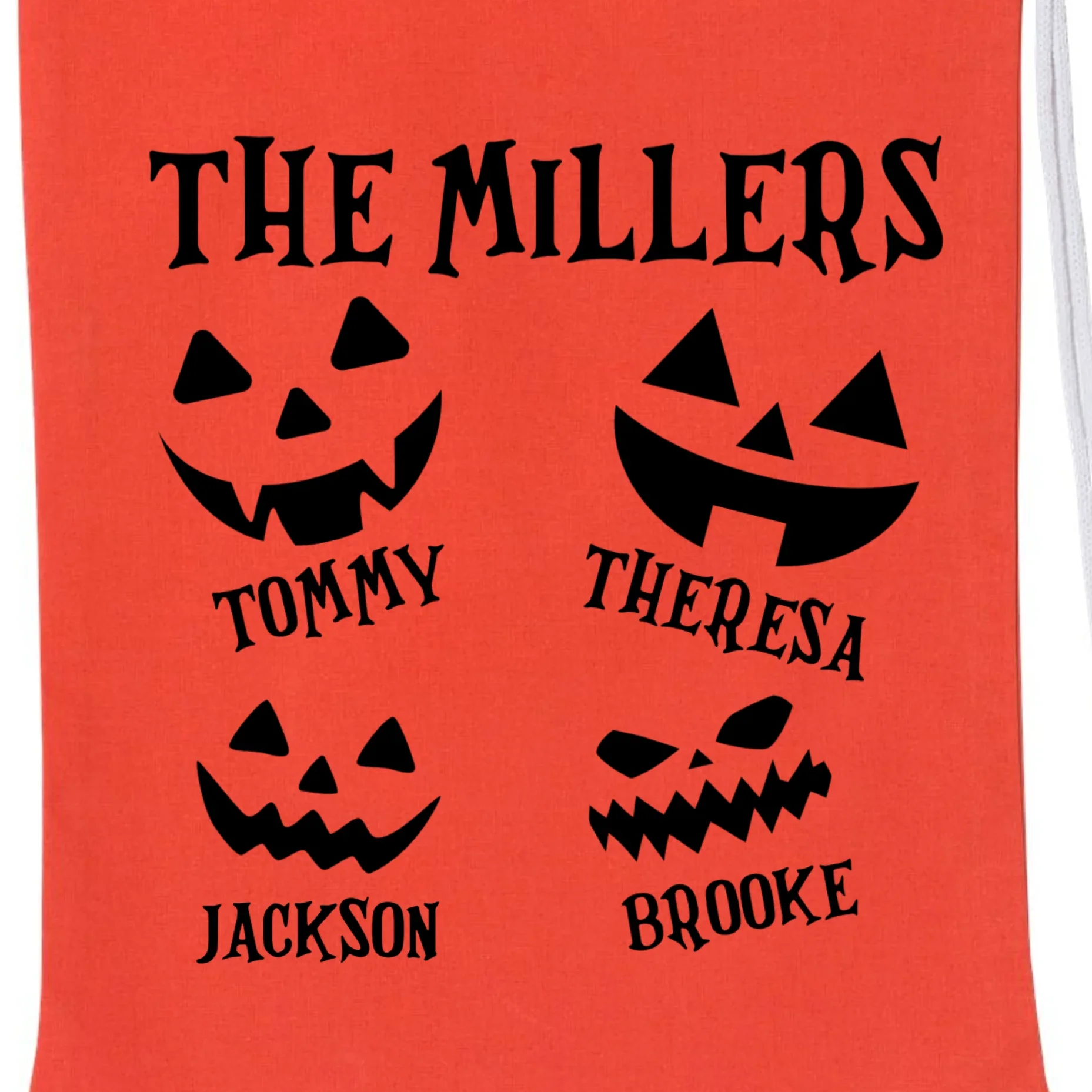 Custom Family Cute Personalized Halloween Drawstring Bag - Front - Close-up