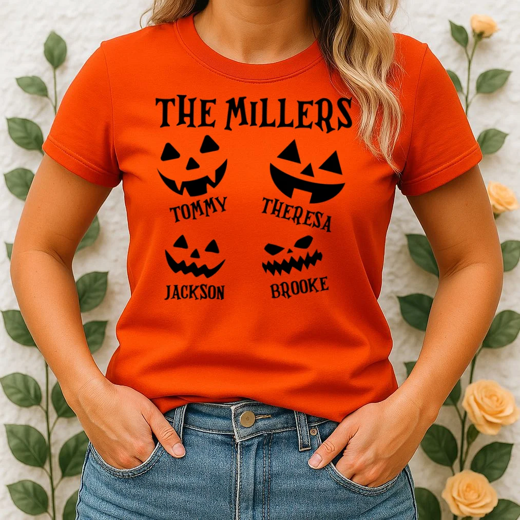 Custom Family Cute Personalized Halloween Women's T-Shirt - Front 1