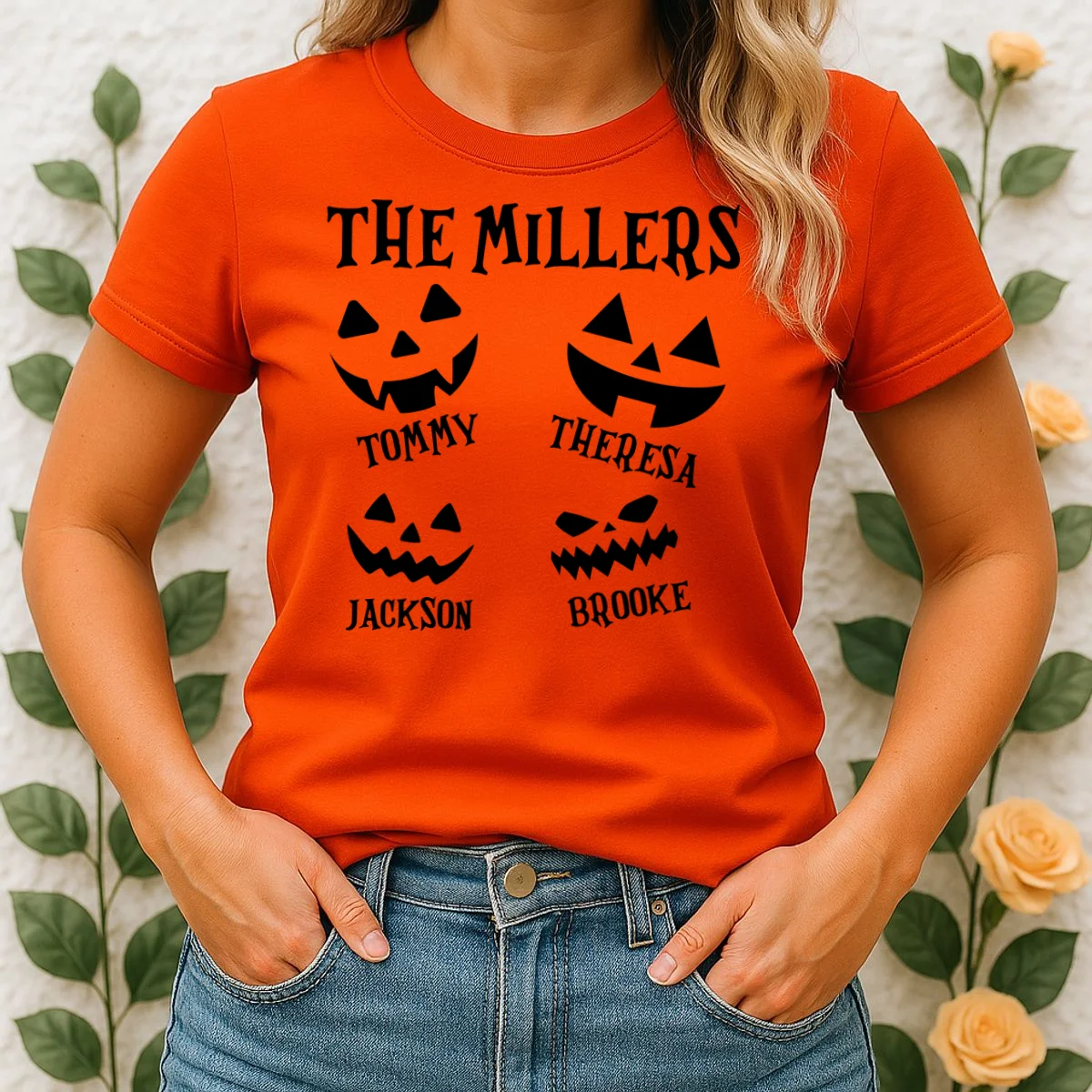 Custom Family Cute Personalized Halloween Women's T-Shirt - Front 1