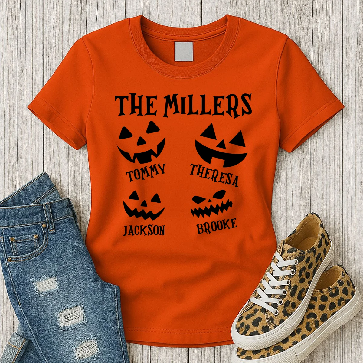 Custom Family Cute Personalized Halloween Women's T-Shirt - Front 2