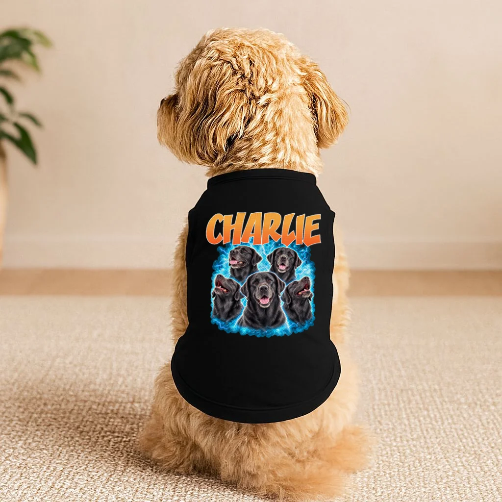 Vintage Upload Your Dog Personalized Doggie Tank - Front 1