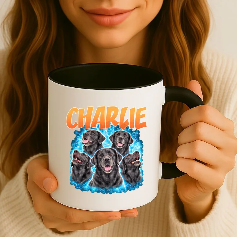 Vintage Upload Your Dog Personalized Coffee Mug - Front 2
