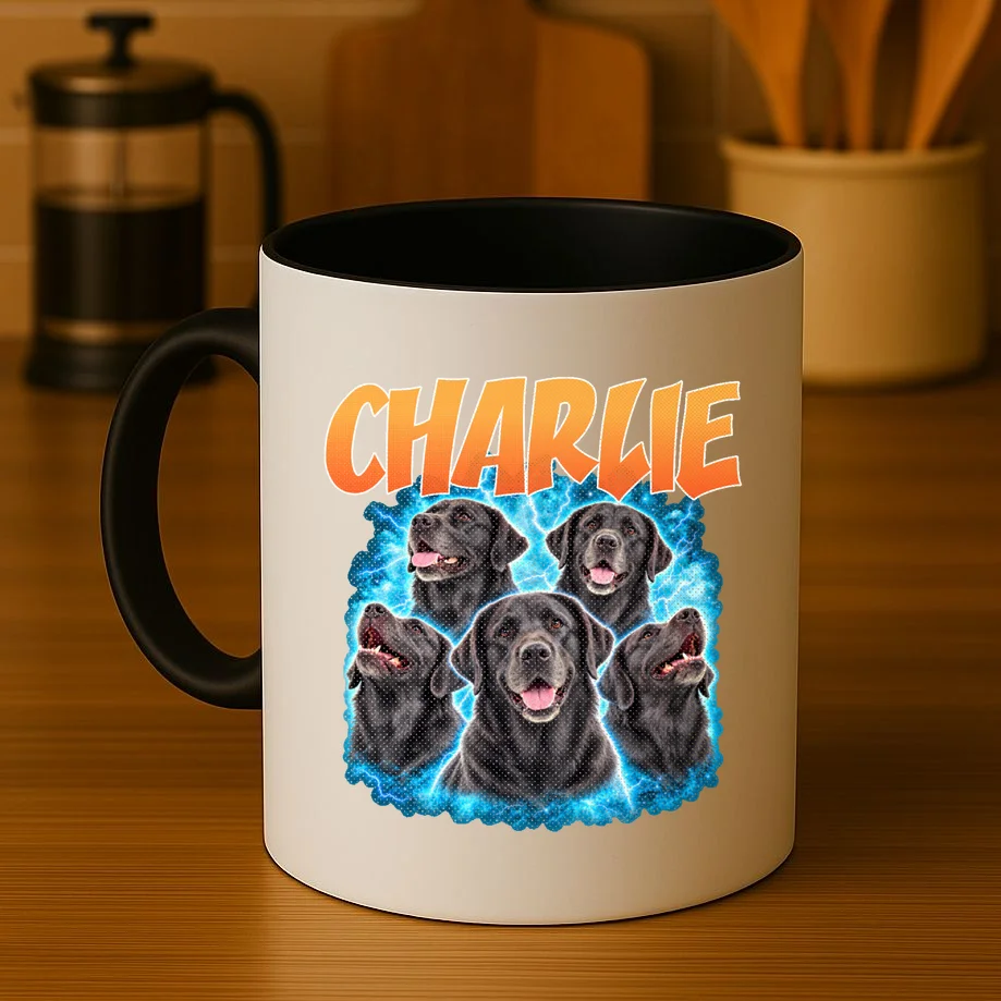 Vintage Upload Your Dog Personalized Coffee Mug - Front 3