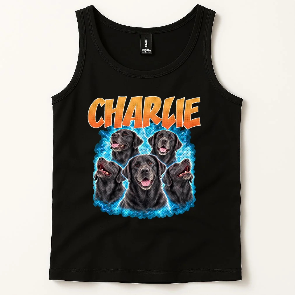 Vintage Upload Your Dog Personalized Tank Top - Front 1