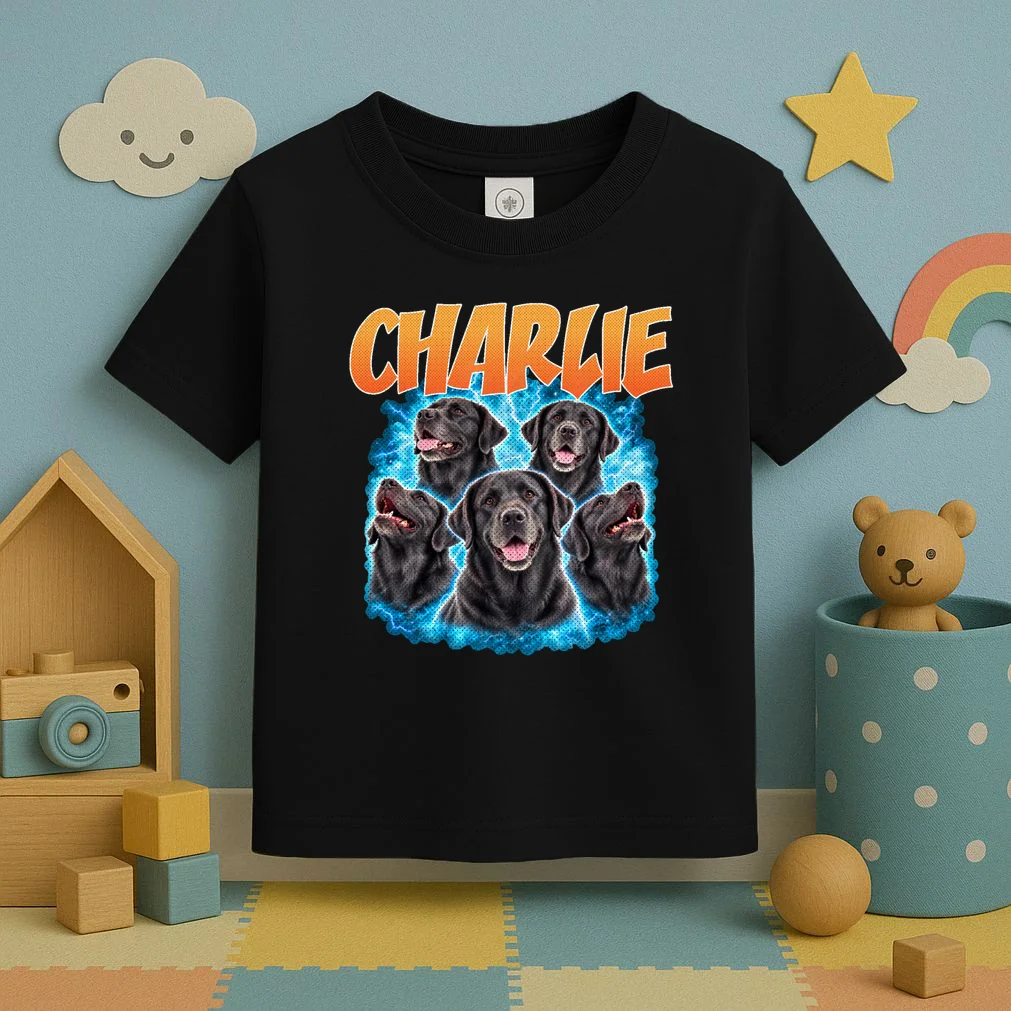 Vintage Upload Your Dog Personalized Toddler T-Shirt - Front 2