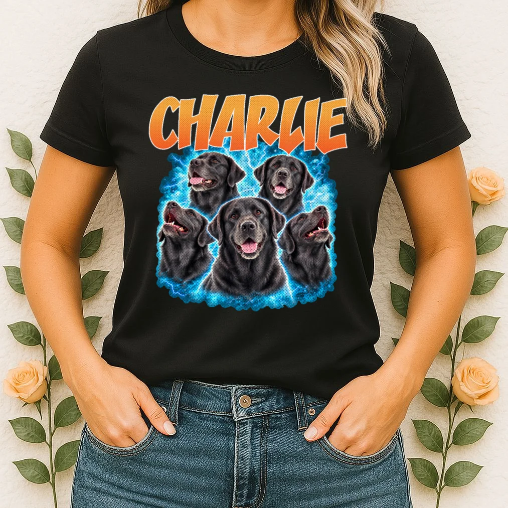 Vintage Upload Your Dog Personalized Women's T-Shirt - Front 1