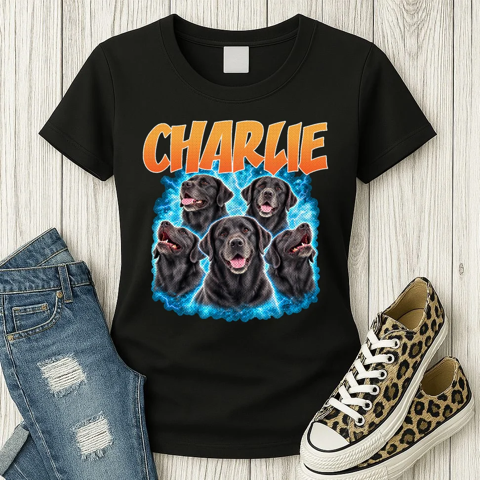Vintage Upload Your Dog Personalized Women's T-Shirt - Front 2