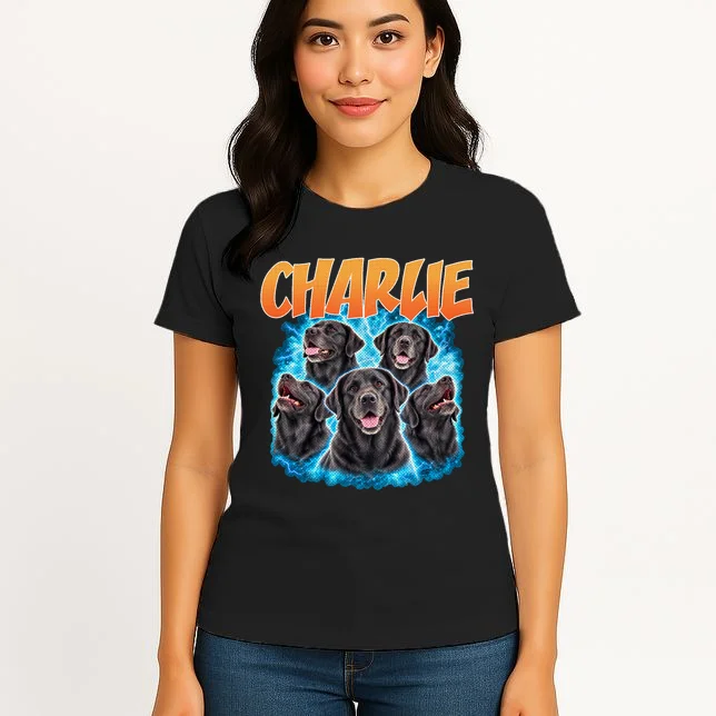 Vintage Upload Your Dog Personalized Women's T-Shirt - Front 3