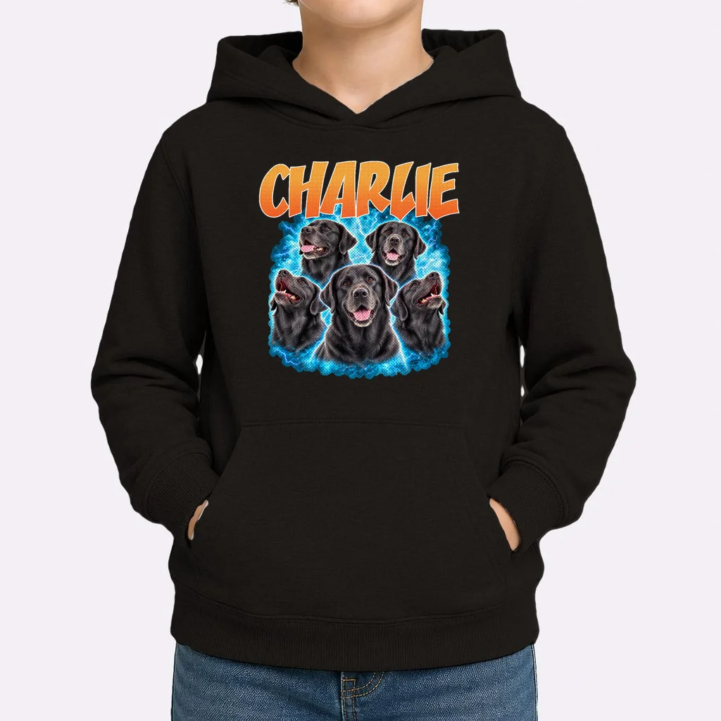 Vintage Upload Your Dog Personalized Kids Hoodie - Front 1