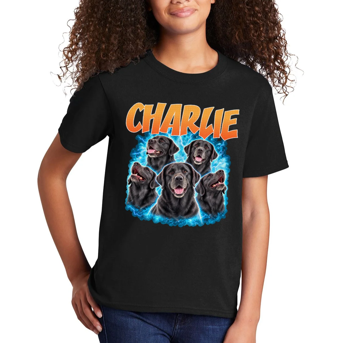 Vintage Upload Your Dog Personalized Kids T-Shirt - Front 1