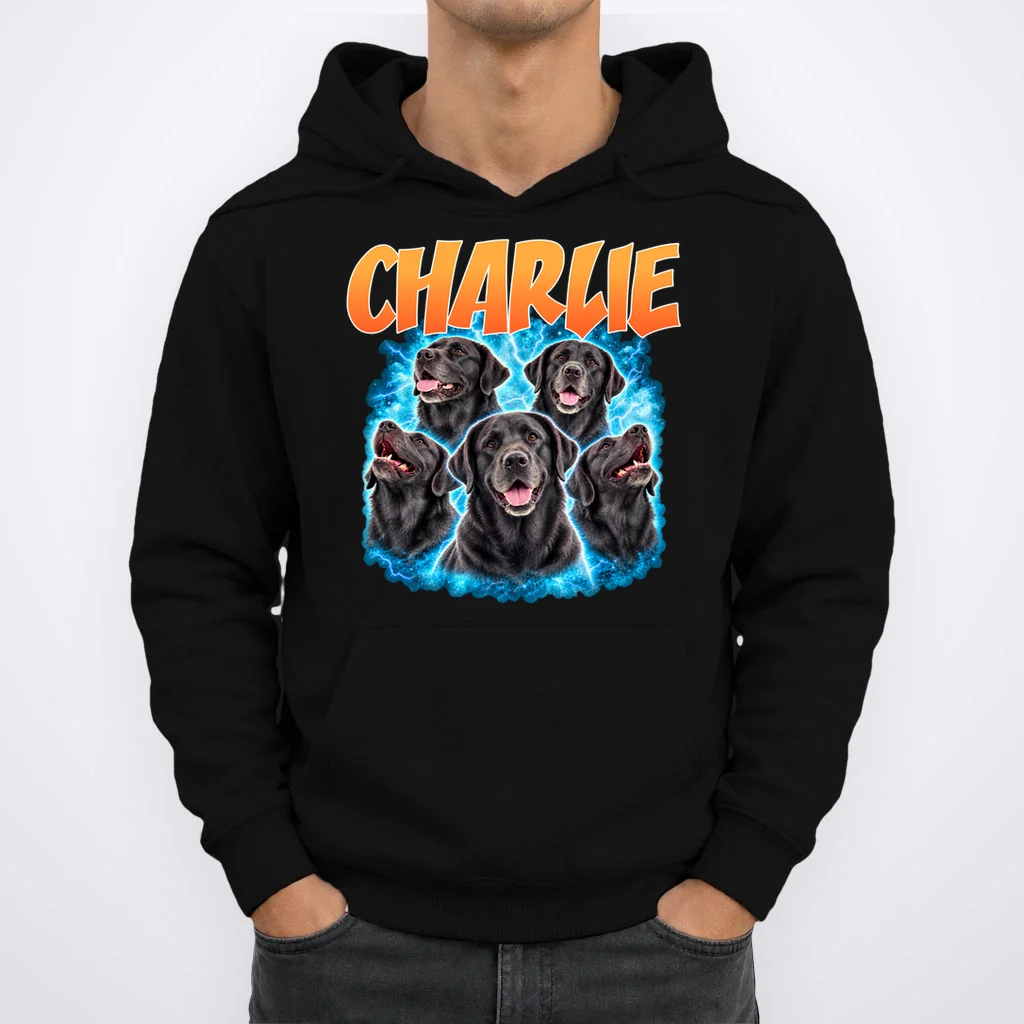 Vintage Upload Your Dog Picture Personalized Men's Hoodie - Front 1