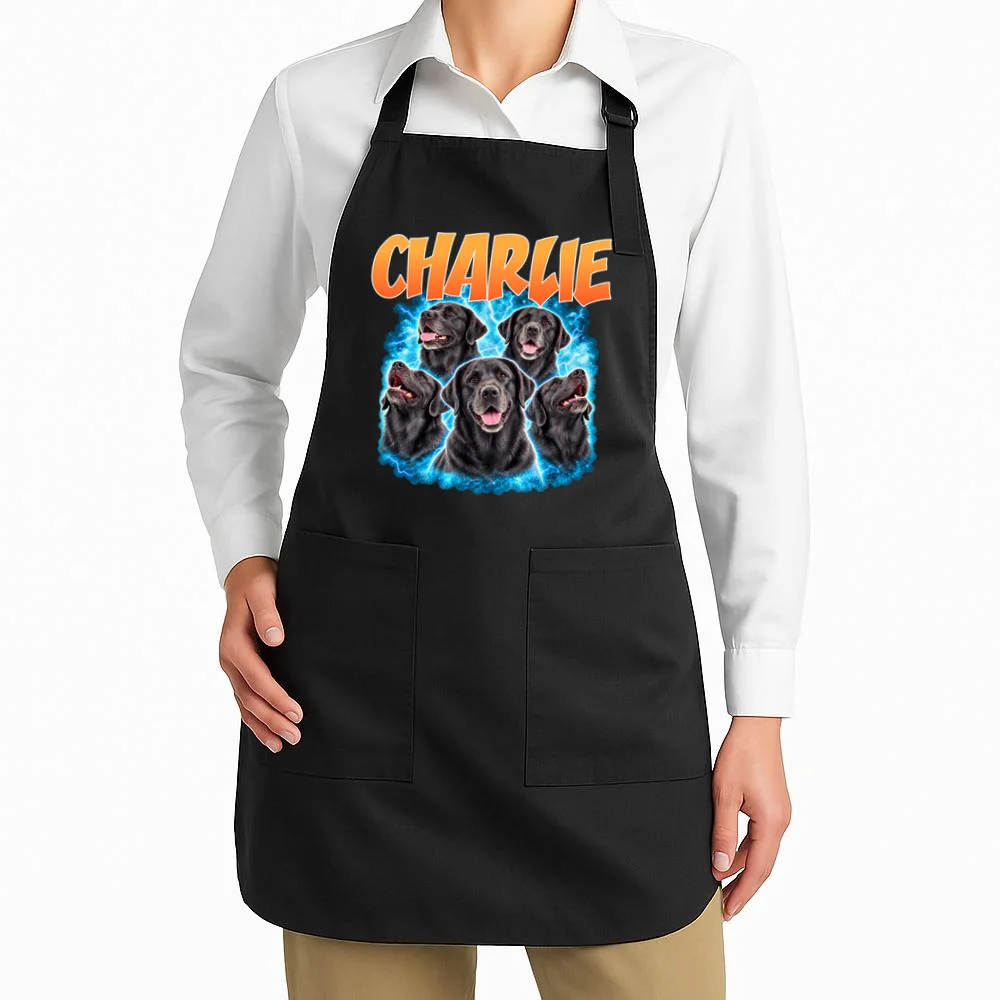Vintage Upload Your Dog Picture Personalized Apron - Front 1
