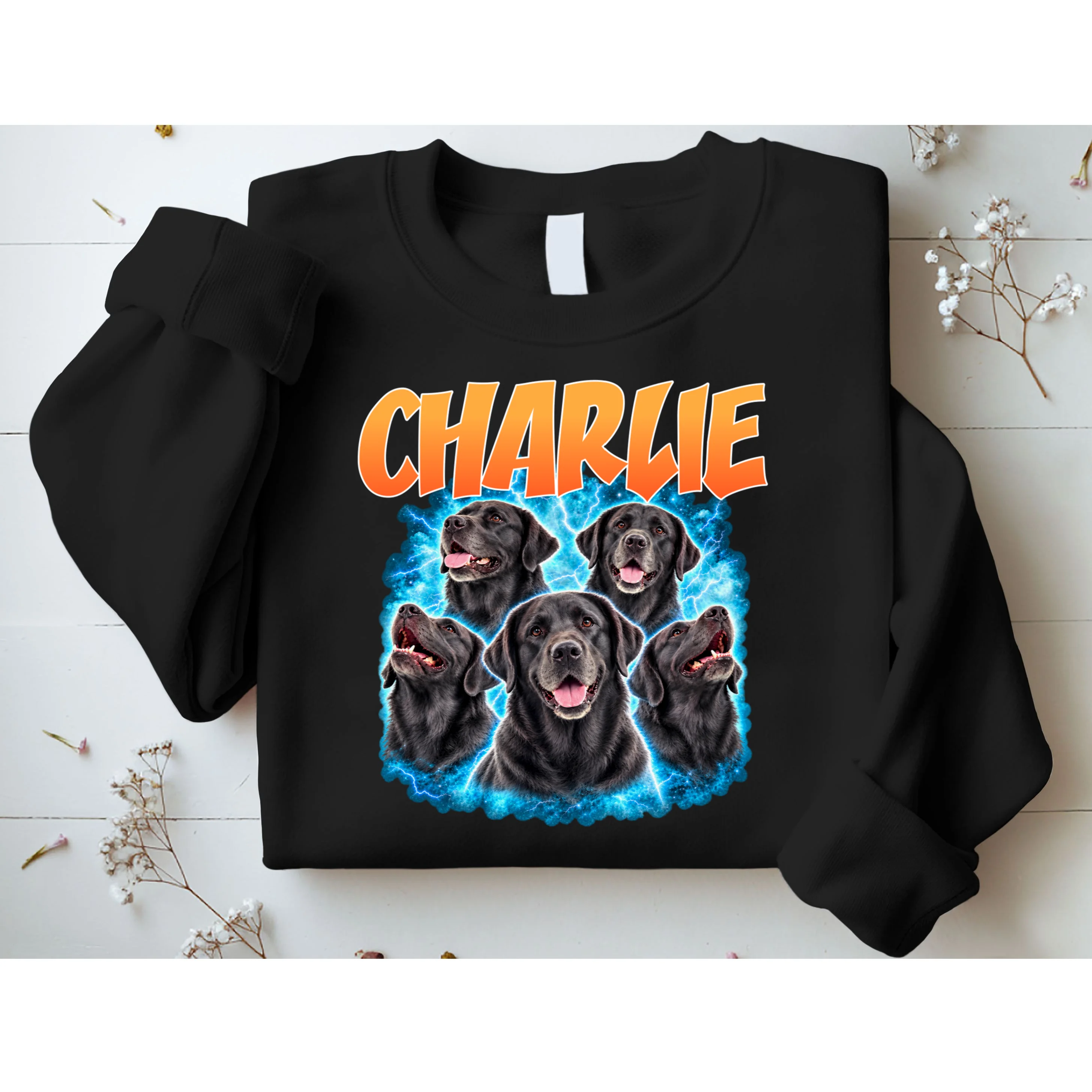 Vintage Upload Your Dog Picture Personalized Men's Sweatshirt - Front 1