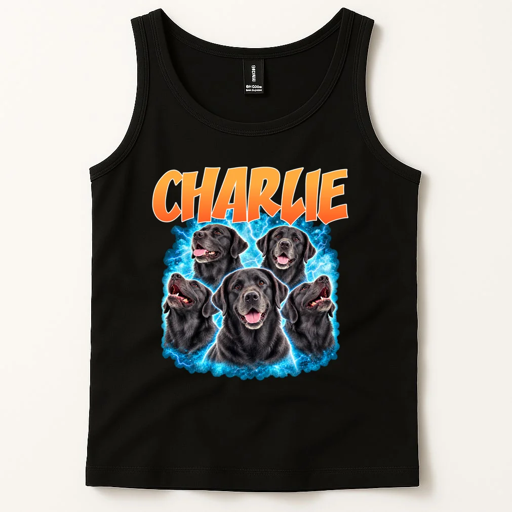 Vintage Upload Your Dog Picture Personalized Men's Tank Top - Front 1