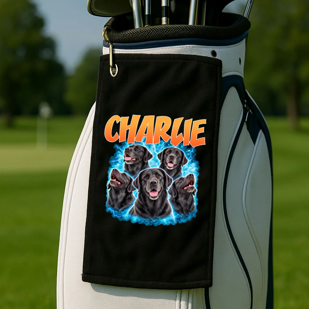 Vintage Upload Your Dog Picture Personalized Golf Towel - Front 2