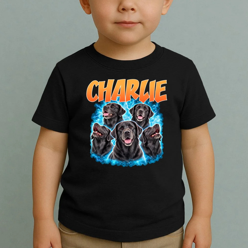 Vintage Upload Your Dog Picture Personalized Toddler T-Shirt - Front 1