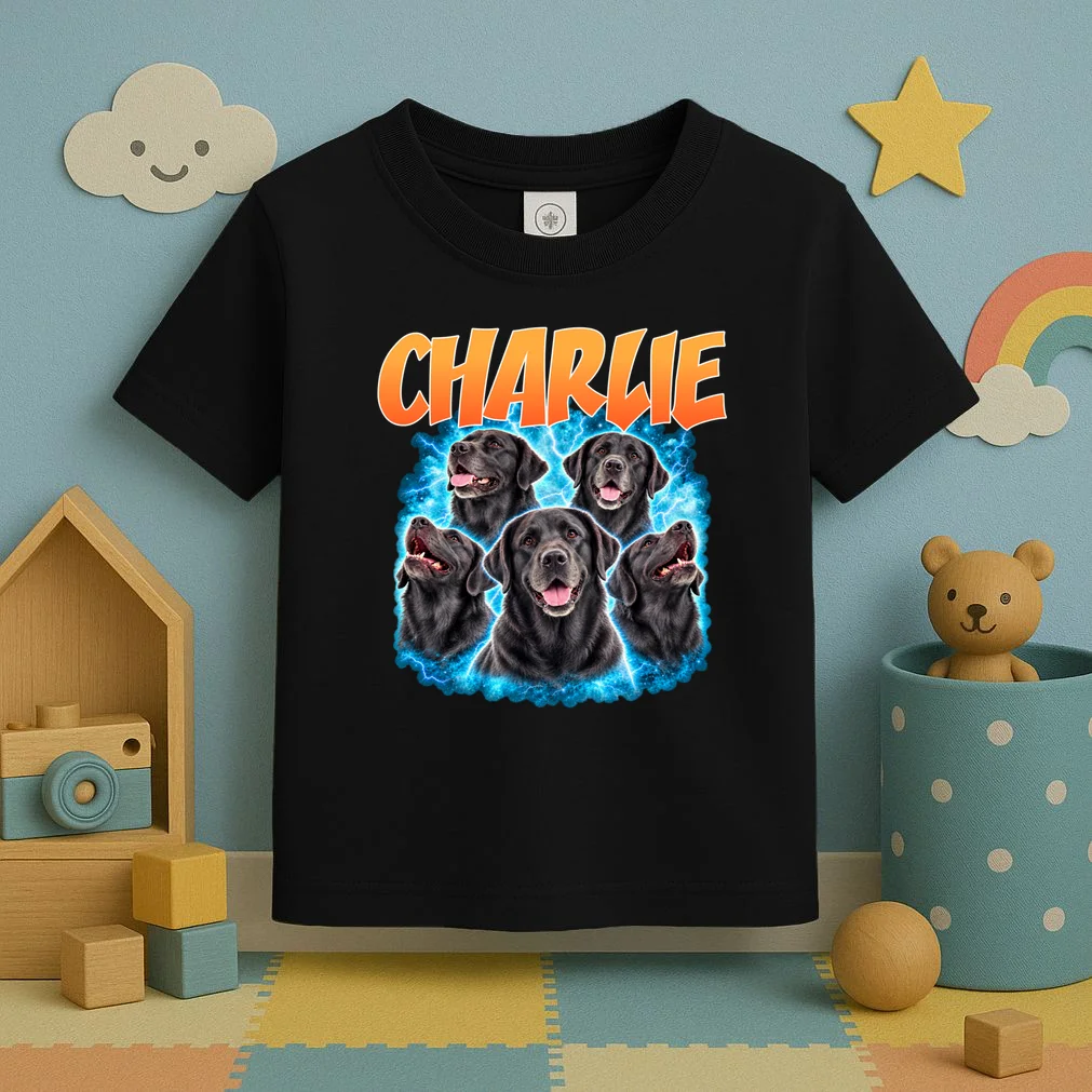 Vintage Upload Your Dog Picture Personalized Toddler T-Shirt - Front 2