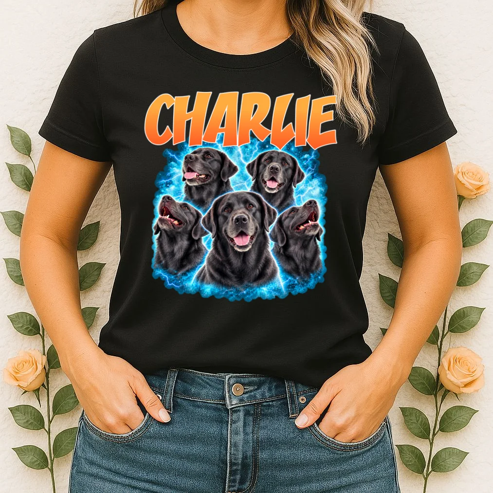 Vintage Upload Your Dog Picture Personalized Women's T-Shirt - Front 1