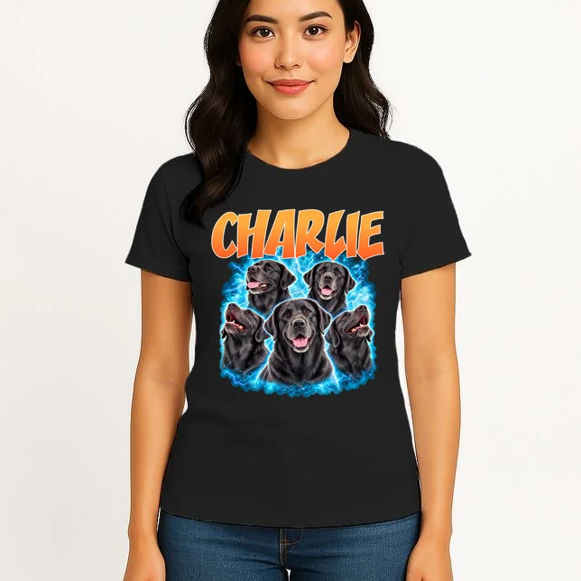 Vintage Upload Your Dog Picture Personalized Women's T-Shirt - Front 3