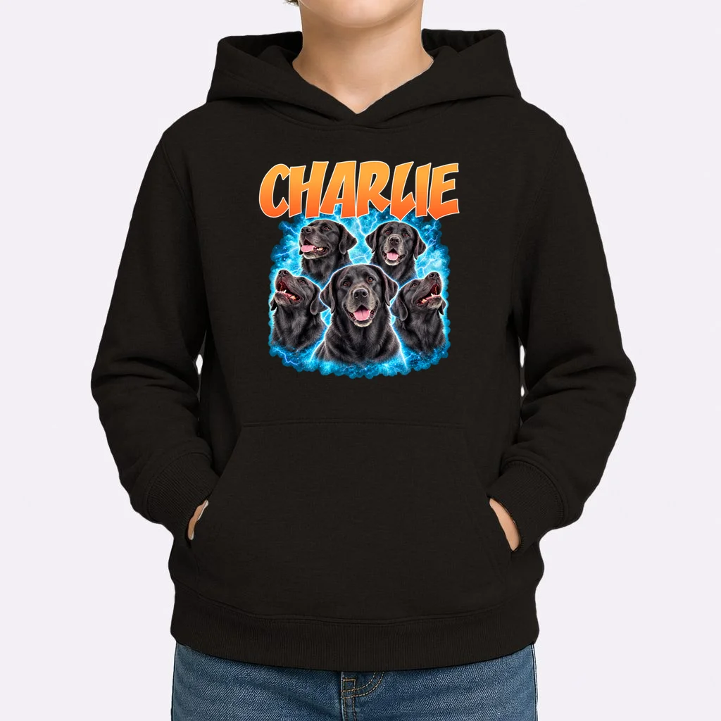 Vintage Upload Your Dog Picture Personalized Kids Hoodie - Front 1