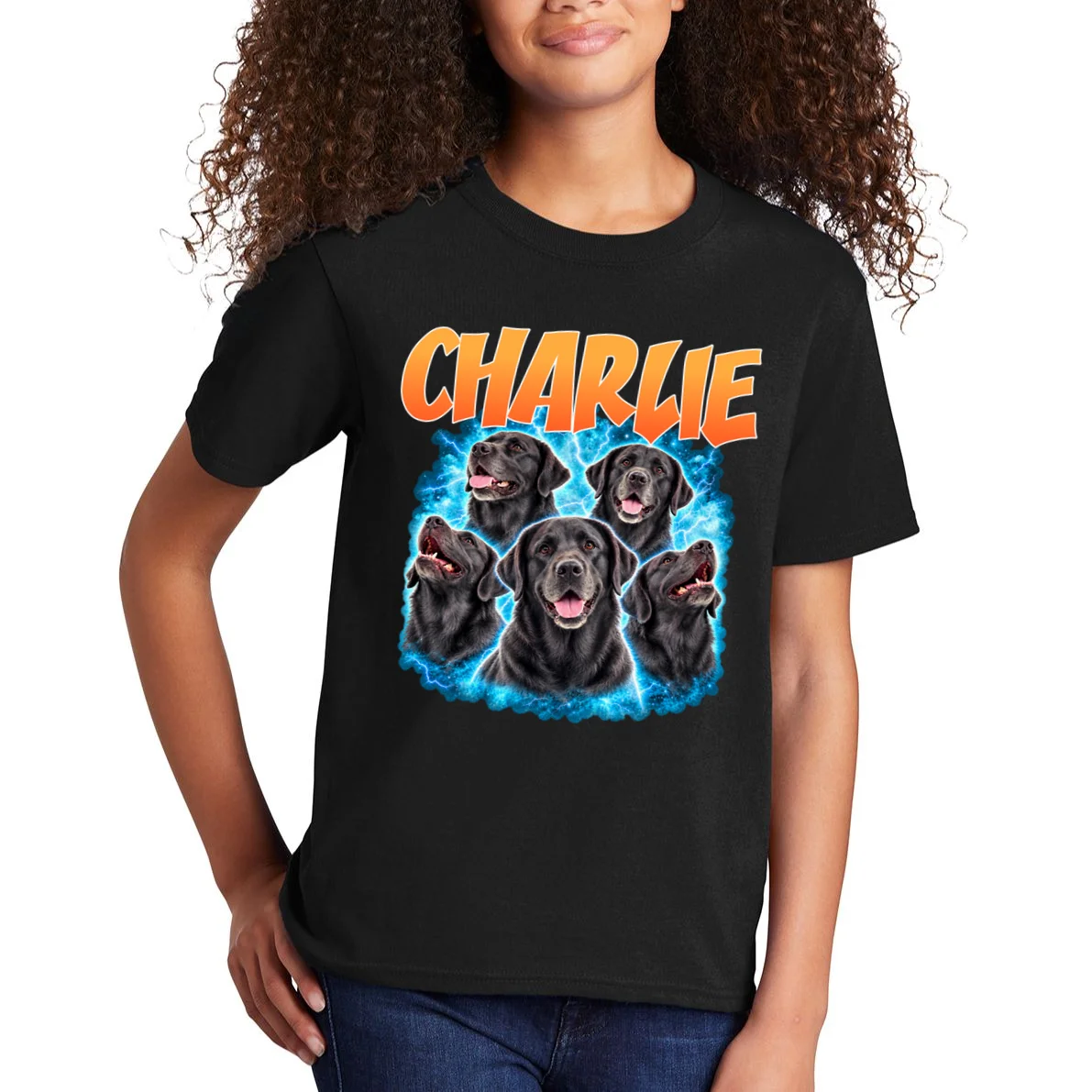 Vintage Upload Your Dog Picture Personalized Kids T-Shirt - Front 1