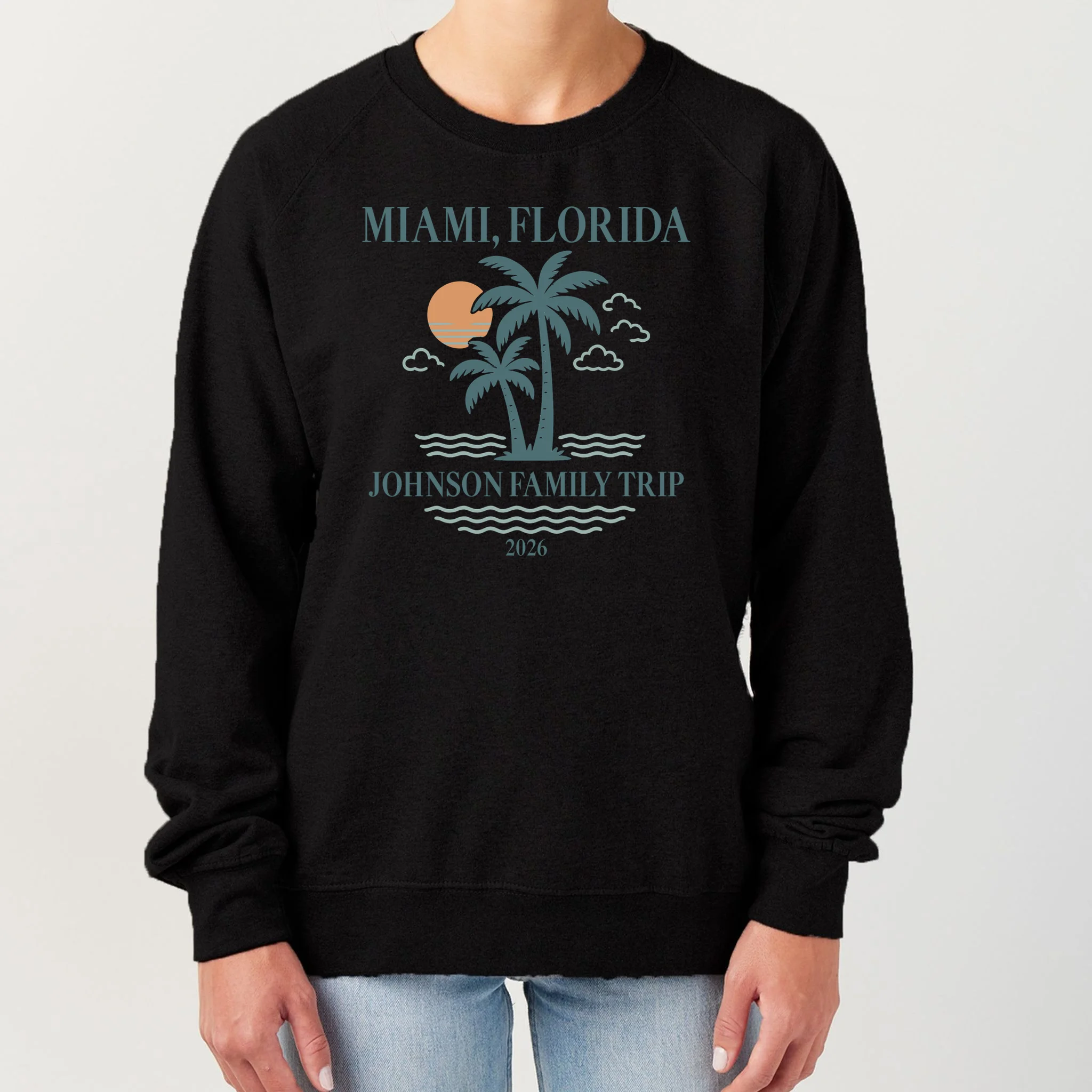 Tropical Vintage Custom Family Trip Women's Sweatshirt - Front
