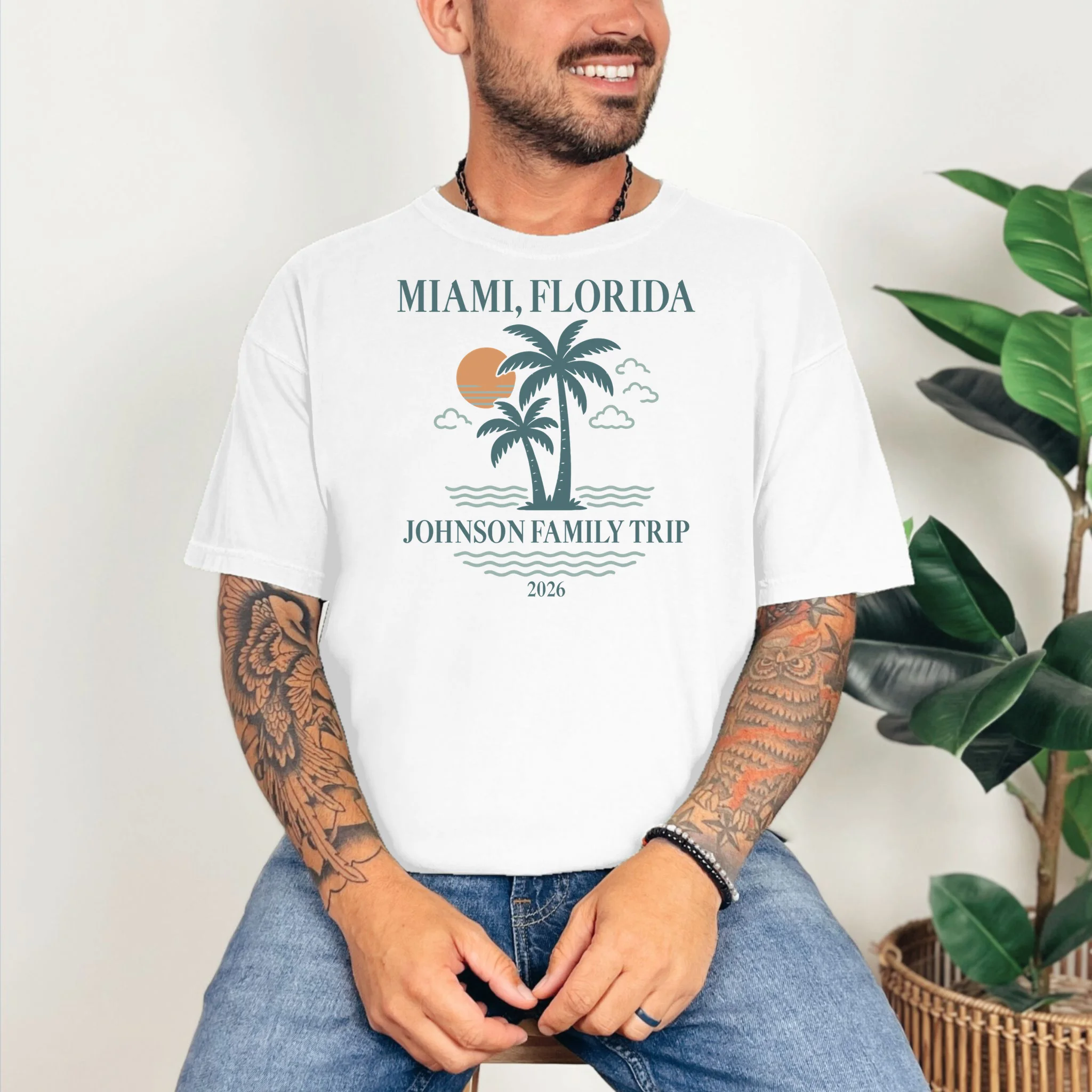 Tropical Vintage Custom Family Trip T-Shirt - Front 2