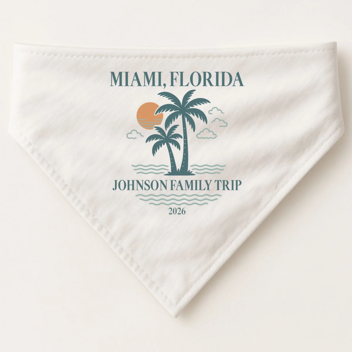 Tropical Vintage Custom Family Trip Dog Bandana - Front