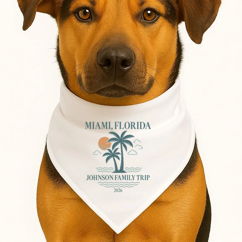 Tropical Vintage Custom Family Trip Dog Bandana - Front 1