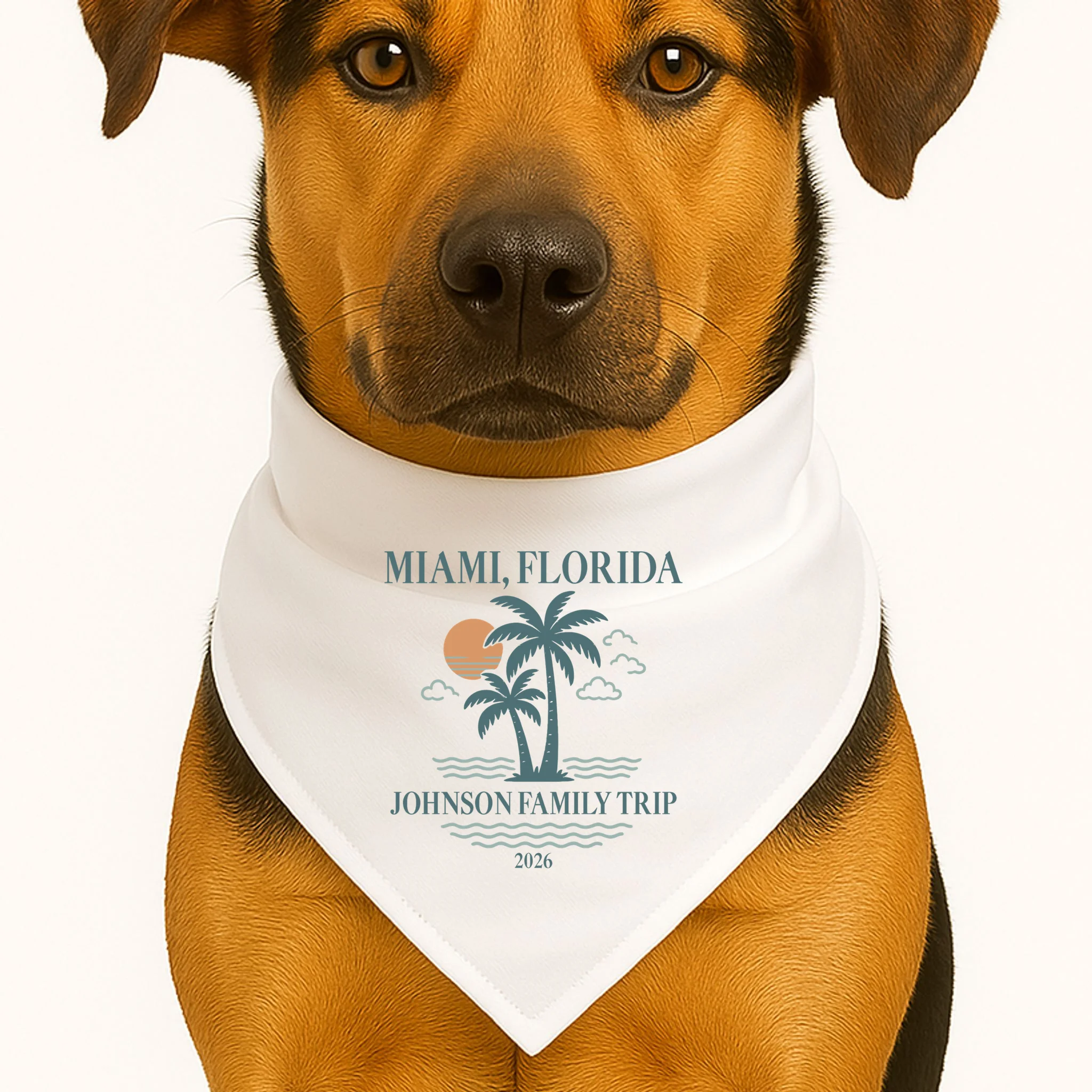 Tropical Vintage Custom Family Trip Dog Bandana - Front 1