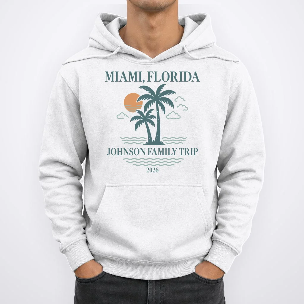 Tropical Vintage Custom Family Trip Hoodie - Front 1