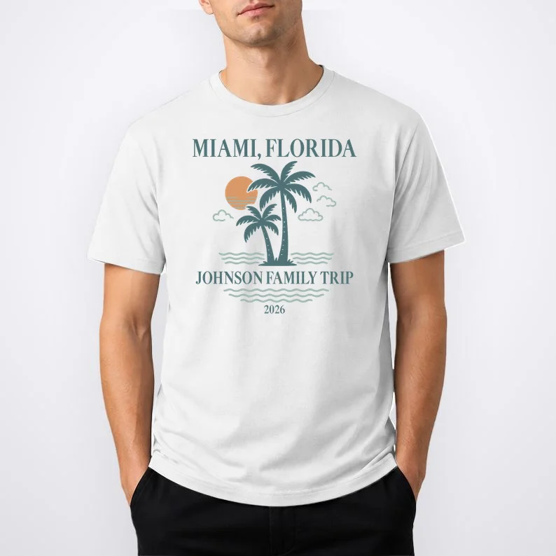 Tropical Vintage Custom Family Trip T-Shirt - Front 1