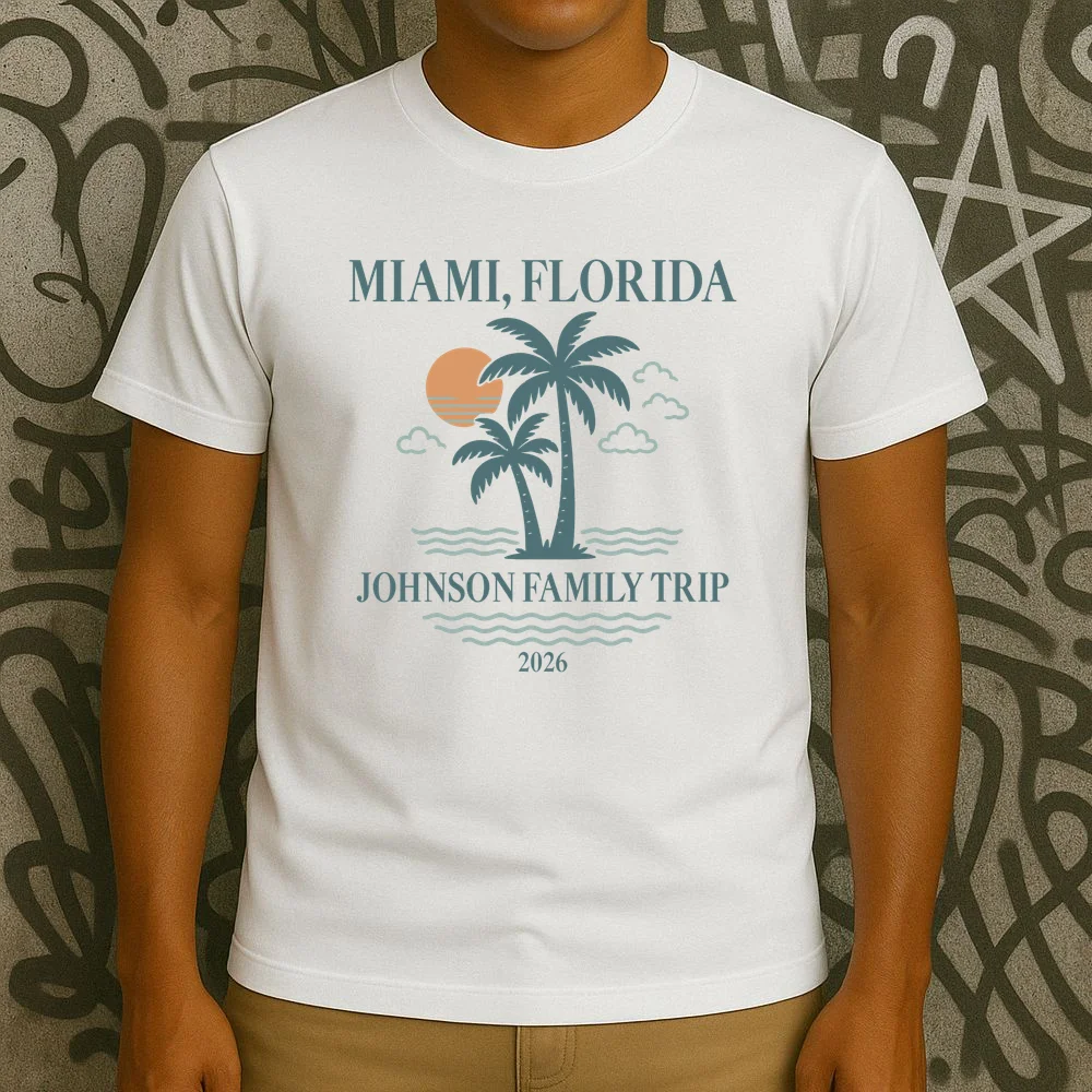 Tropical Vintage Custom Family Trip T-Shirt - Front 3
