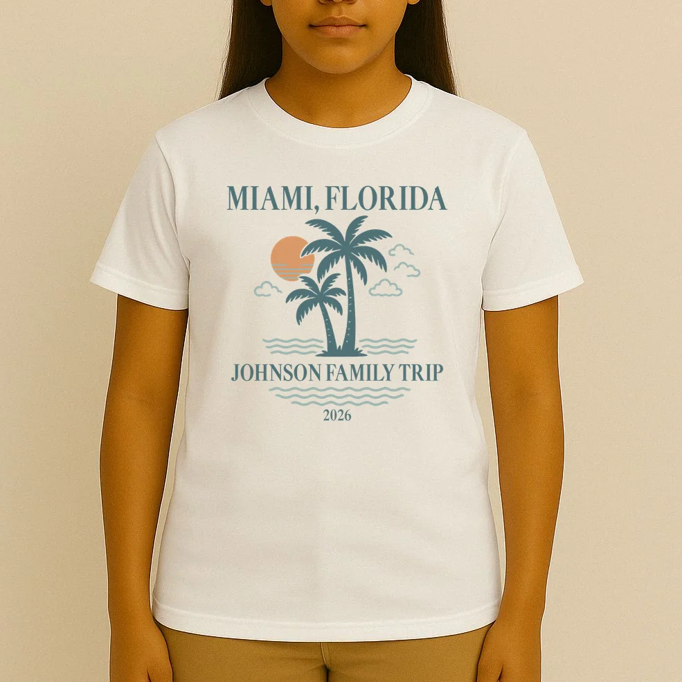 Tropical Vintage Custom Family Trip T-Shirt - Front 4