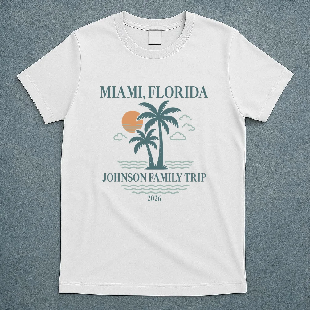 Tropical Vintage Custom Family Trip T-Shirt - Front 5