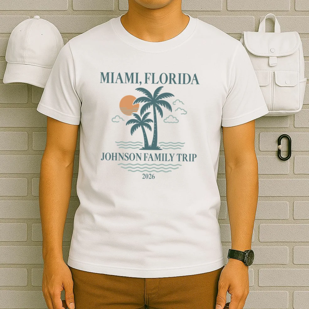Tropical Vintage Custom Family Trip T-Shirt - Front 6